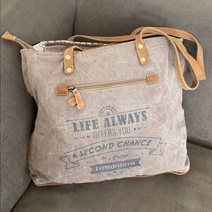 Myra Bag Large Weekender Tote Cow Hair, Leather, Canvas Cotton Woven